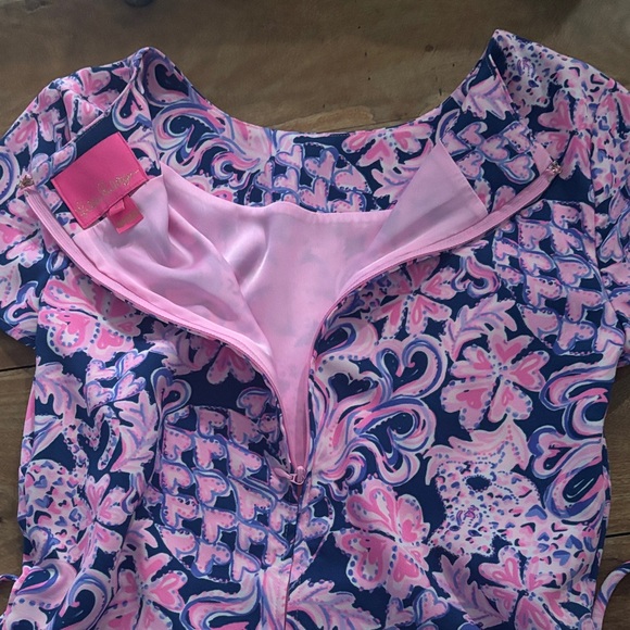 Lily Pulitzer Pink and Blue Patterned Romper Size 0 - Picture 4 of 8